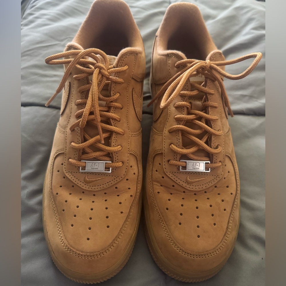 Nike Air Force One Supreme Wheat Low-Top Sneakers with Suede Finish